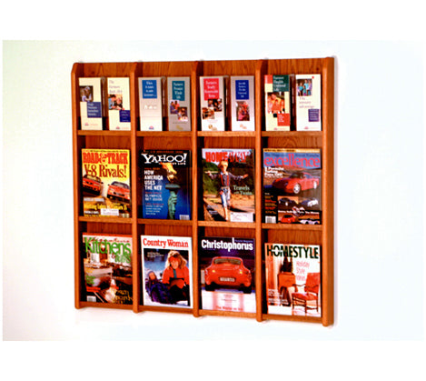 12 Magazine/24 Brochure Acrylic & Oak Wall Display