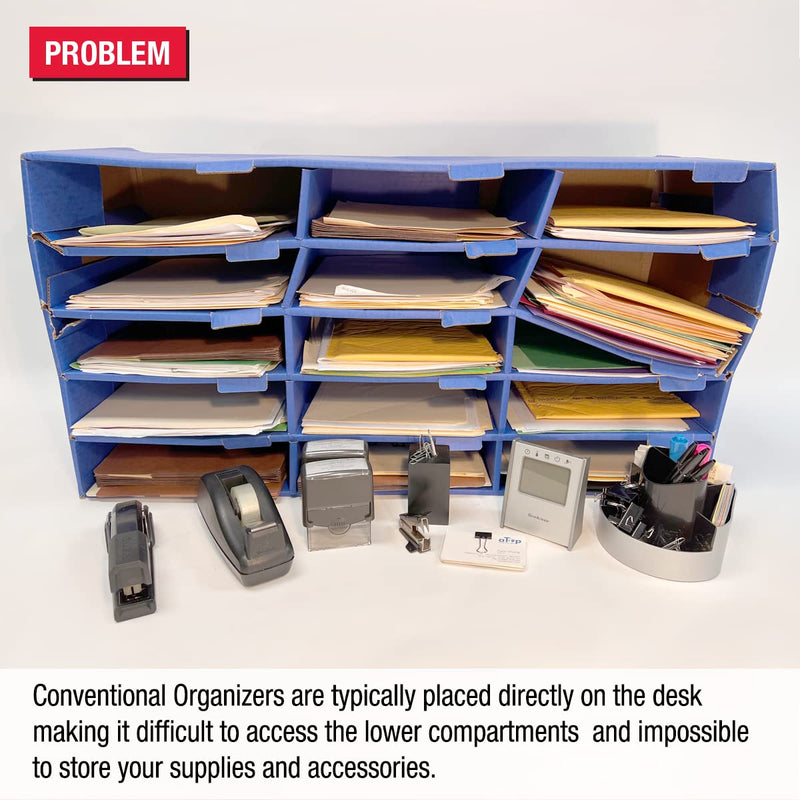 Ultimate Office TierDrop™ 3-Wide Riser Storage Base Lifts Your Sorter 5 Inches Off of The Work Surface for Easier Unobstructed Access to The Lower Compartments and Easy Access to Frequently Used Supplies