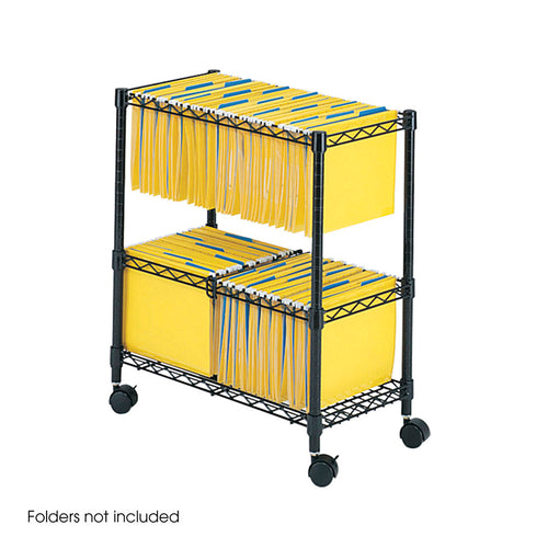 2-Tier Rolling File Cart Black