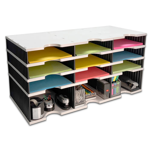 TierDrop™ Desktop Organizer (6-Compartments PLUS Riser Storage Base)