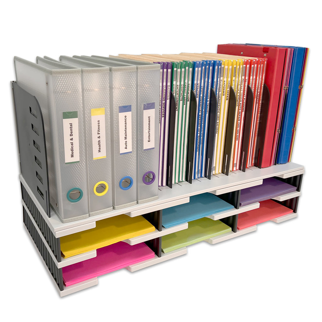 WKWKER File Organizer With 3 Adjustable Shelves Bamboo