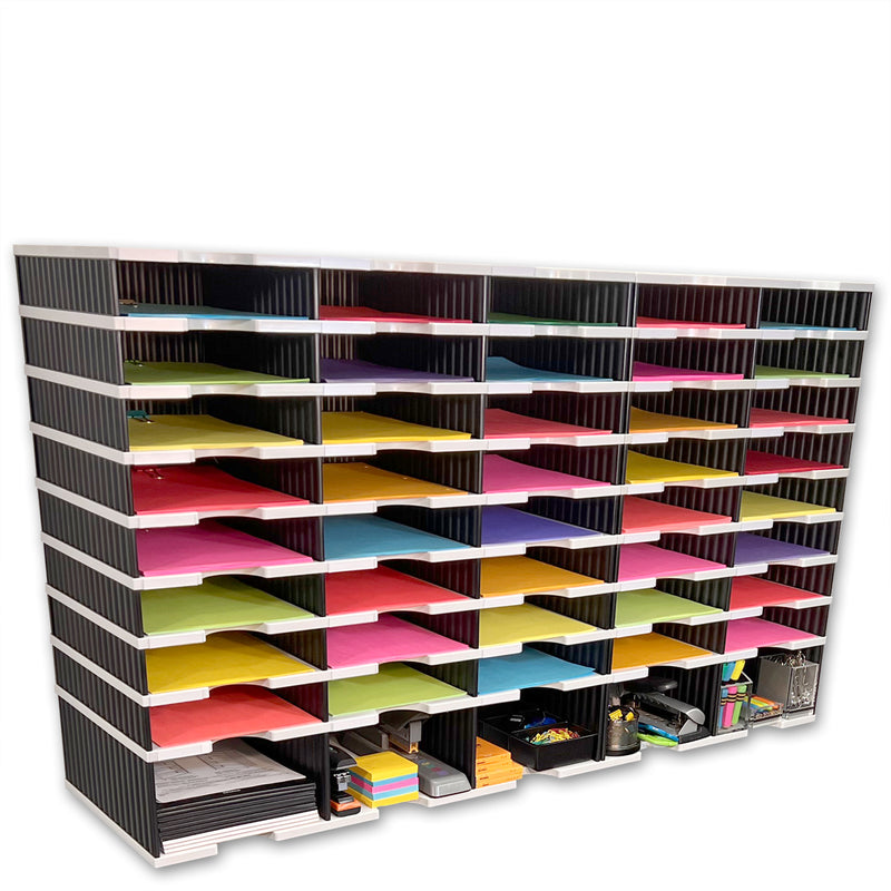 Ultimate Office TierDrop™ PLUS 40-Slot with Riser Storage Base, 47-1/2" Literature, Forms, Mail and Classroom Sorter
