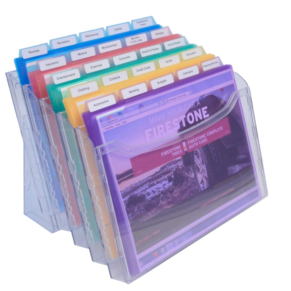 StationMate™ 5-Compartment Inclined StepUp File Desktop Organizer Includes 25, 5th-Cut PocketFile™ Project Files