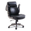 Mid-Back Executive Chair w/Pivot Reactive Ergonomic Support and SertaPedic Comfort Systems.  Padded, Flip-Up Armrests.  Supports up to 275 lbs.  Black Leather and Slate Base.