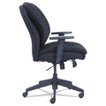 Mid-Back Task Chair w/Active Contoured Ergonomic Support (ACES) and SertaPedic Comfort System.  Padded, Adjustable-Height Armrests.  Supports up to 275 lbs.  Black Fabric and Black Base.
