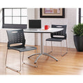 Continental Plastic Perforated Back Sled Base Stack Chair, Pewter w/Charcoal (set of 4 chairs)