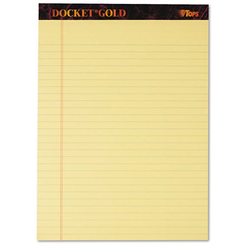 Docket Gold Perforated Pads, Wide Rule, Letter Size, 20# Paper (12-pack, 50 sheet pads)