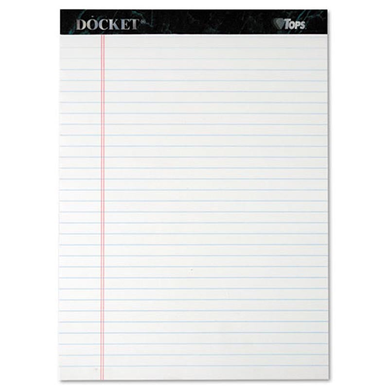 Docket Perforated Pads, Wide Rule, Letter Size, 16# Paper, (12-pack, 50 sheet pads)