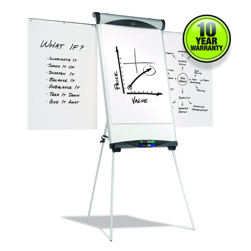 Magnetic Dry-Erase Easel, 27"w x 39"h, w/ Brushed Silver Frame