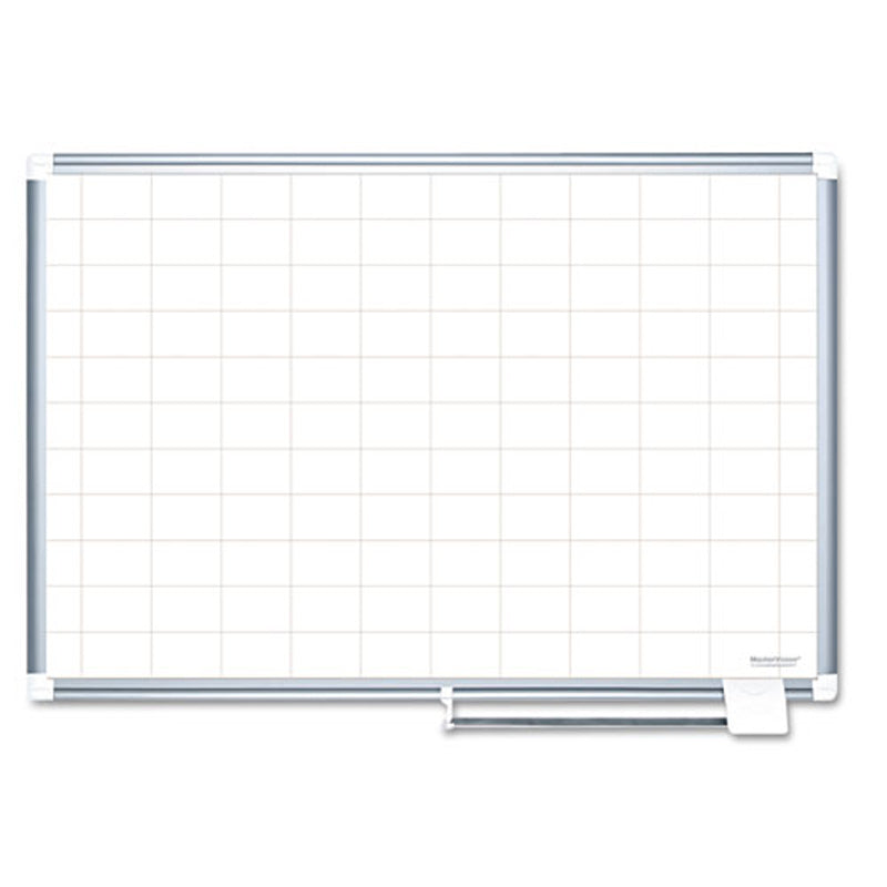 Magnetic Dry-Erase Planning Board w/ 2" x 3" Grid, Aluminum Frame