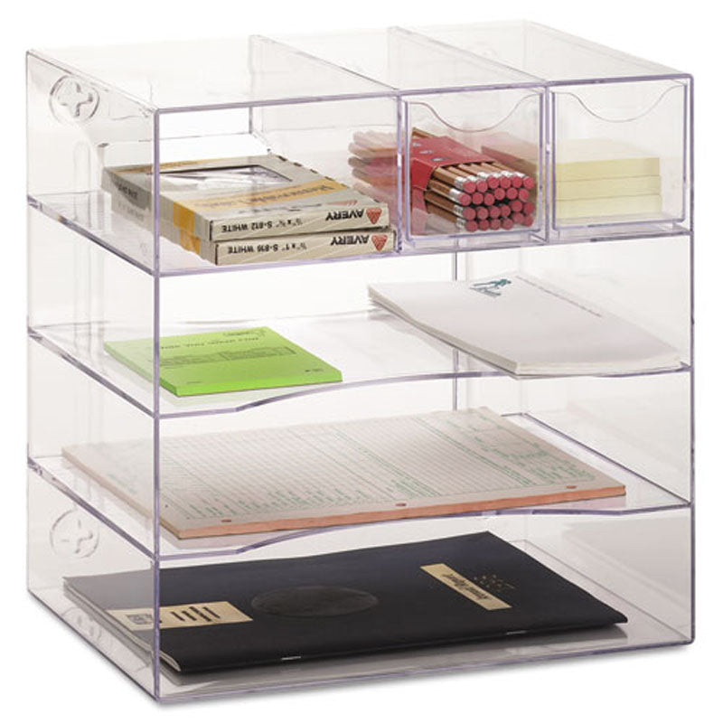 Multi-Function 4-Way Clear Plastic Organizer with Drawers