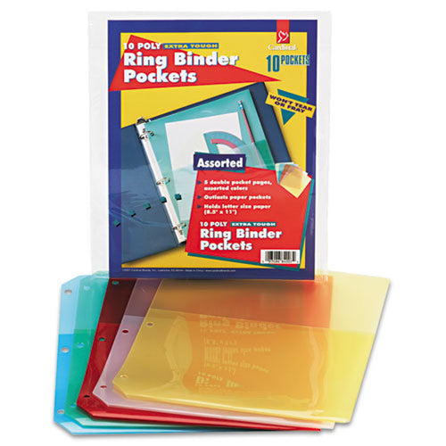 Ring Binder Poly Pockets, 8 1/2" x 11", Assorted (set of 5)