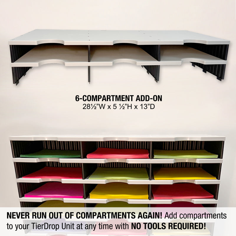 TierDrop™ Desktop Organizer (6-Compartments COMBINED with a TierDrop™ Vertical File Topper)