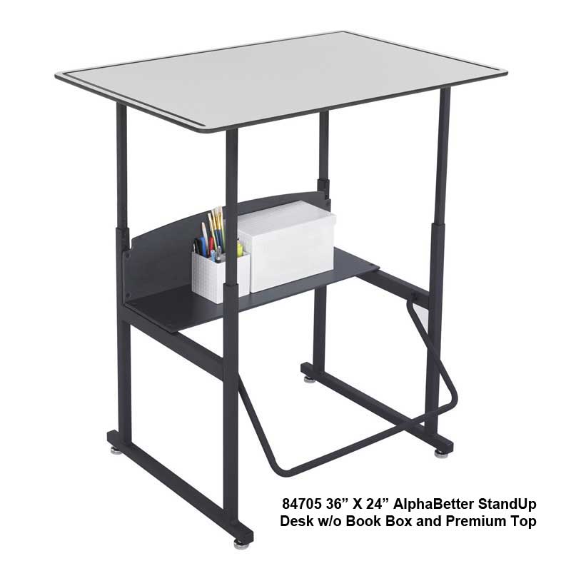 AlphaBetter Stand-Up Desk without Book Box, Premium Top, Gray