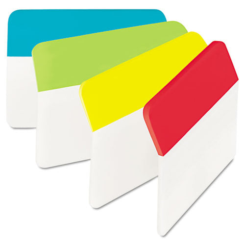 Angled Hanging File Tabs, 2" x 1 1/2", Assorted Solid Colors (24)(6 Aqua, Lime, Red, Yellow)