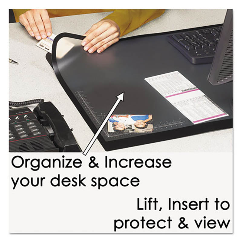 Desk Pad w/ Clear Overlay, Black