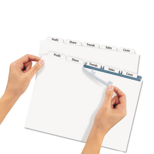Index Maker Clear Label Punched Dividers w/ Big Tabs, 5-Tab, Letter, White