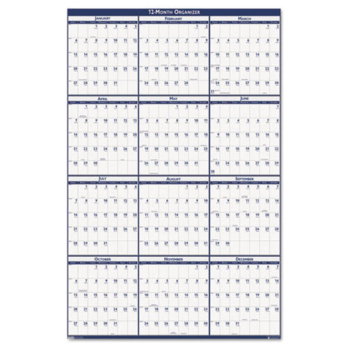 Laminated Write-On/Wipe-Off Jumbo Yearly Wall Calendar, 66" X 33", 2026