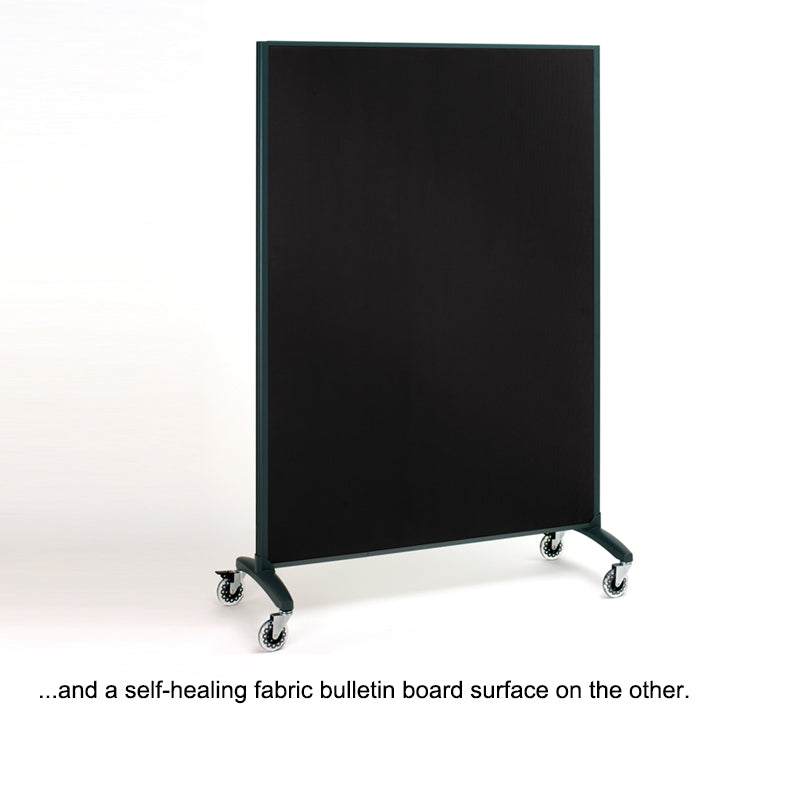 Mobile Porcelain Whiteboard/Fabric Bulletin Board Room Divider