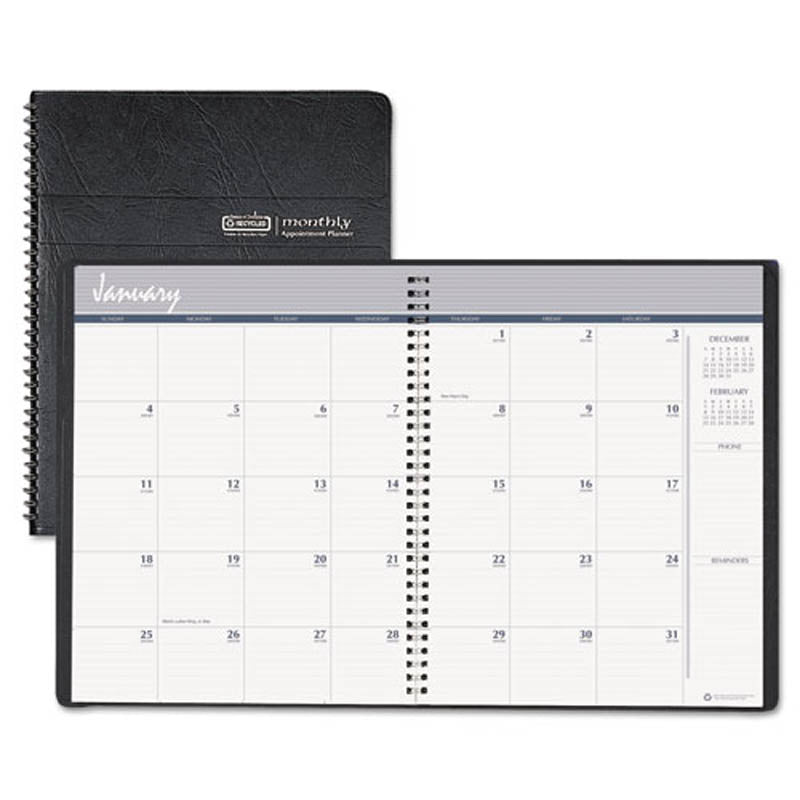 24-Month Ruled Monthly Planner, 8 1/2" X 11", Black, 2024-2025