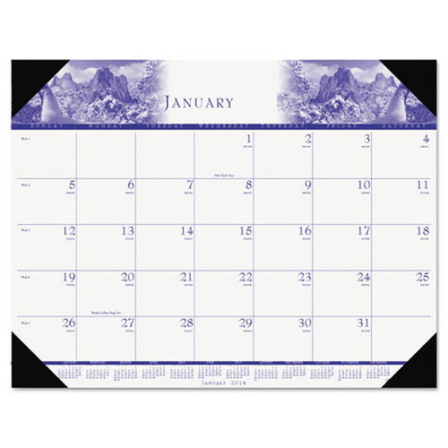 One-Color Photo Monthly Desk Pad Calendar, 22" X 17", 2024
