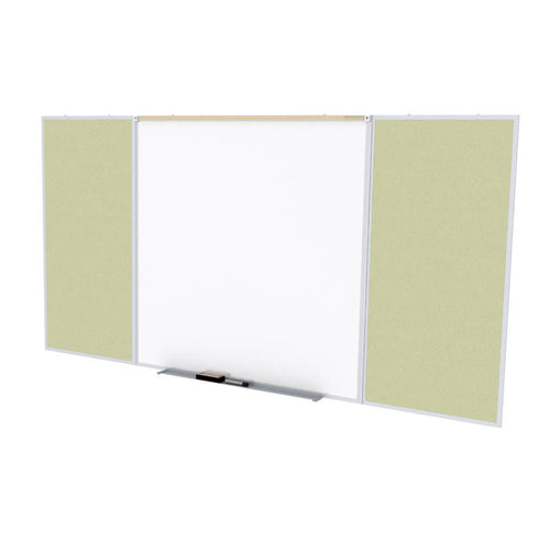 Porcelain Magnetic Whiteboard/Vinyl Fabric Bulletin Board Combo, Aluminum