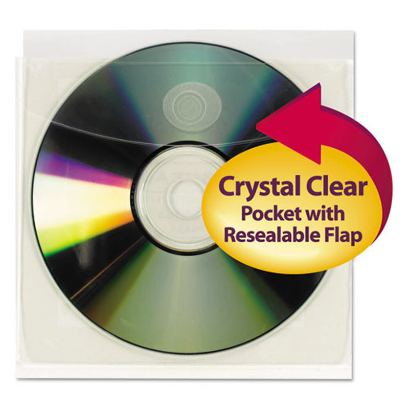 Self-Adhesive Poly CD/Diskette Pockets (pack of 10), Clear