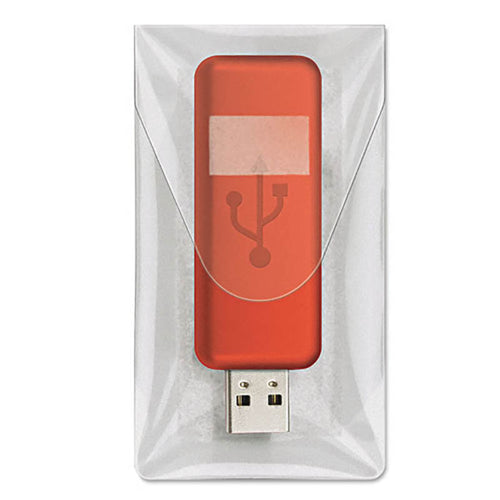 Self-Adhesive USB Drive Pocket w/ resealable Flap, 3 7/16" x 2", Clear (Pack of 6)