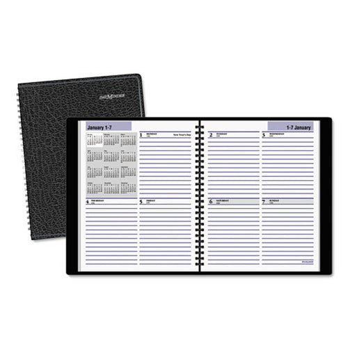 Seven-Day Weekly Planner, 6 7/8" X 8 3/4", Black, 2022