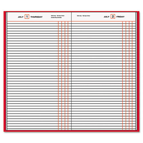 Standard Diary Recycled Daily Journal, Red, 7 11/16" X 12 1/8", 2024