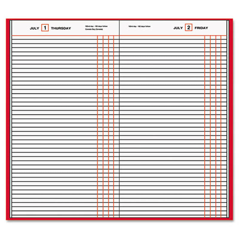 Standard Diary Recycled Daily Journal, Red, 7 11/16" X 12 1/8", 2024