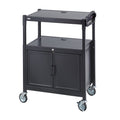 Steel Adjustable-Height A/V Cart w/ Locking Cabinet & Electrical Assembly
