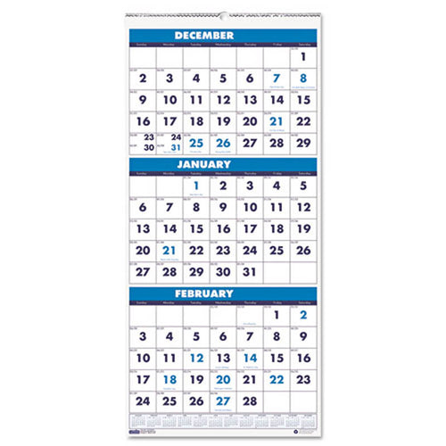 Three-Month Format Wall Calendar, 2024-2026
