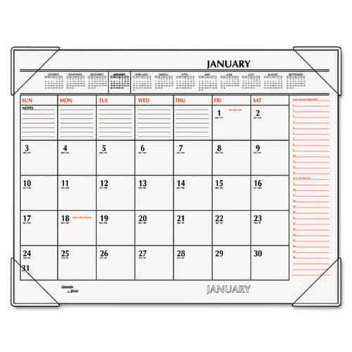Two-Color Monthly Desk Pad Calendar, 22" X 17", 2022