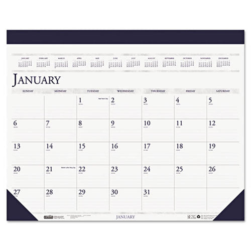 Two-Color Monthly Desk Pad Calendar, 2024