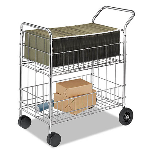 Wire Mail Cart, 21 1/2"w x 37 1/2"d x 39 1/2"h, Chrome
