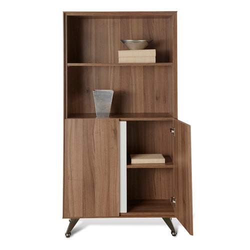 300 Series 2-Shelf Wooden Bookcase w/ Enclosed Cabinet