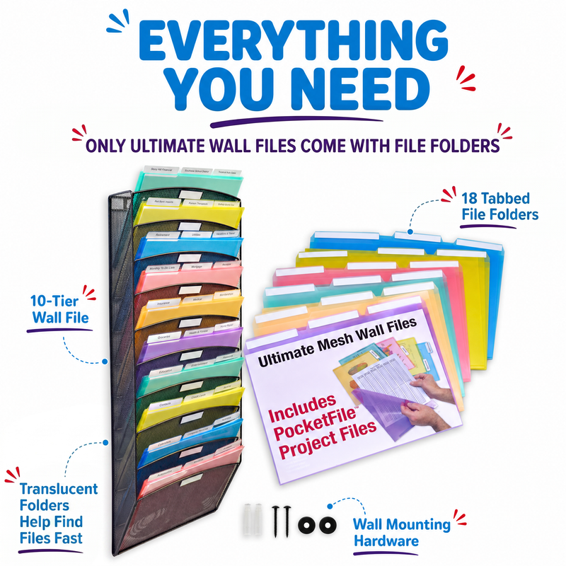 WalMaster™ Mesh Wall File Organizer (10-Tier)