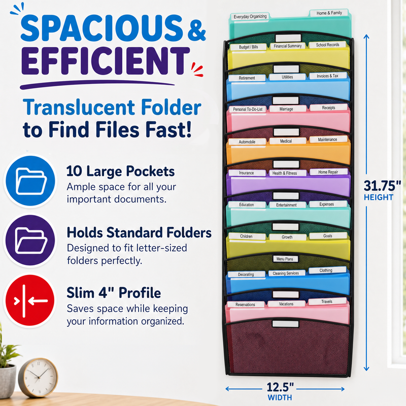 WalMaster™ Mesh Wall File Organizer (10-Tier)