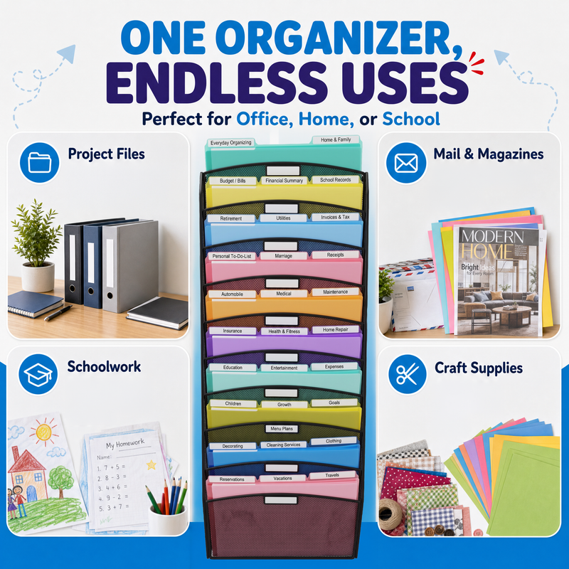 WalMaster™ Mesh Wall File Organizer (10-Tier)