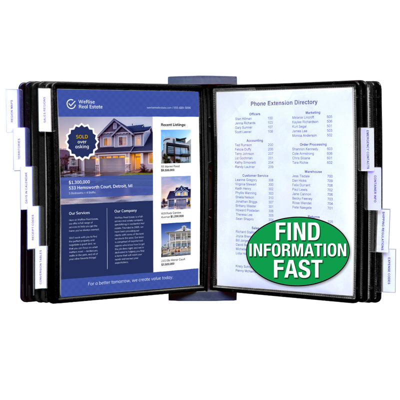 Ultimate Office AdjustaView FastFind 10-Pocket Wall Mounted Reference Display Organizer with EZ Load Pockets to Display 20 Sheets of your Most Important Letter Sized Documents