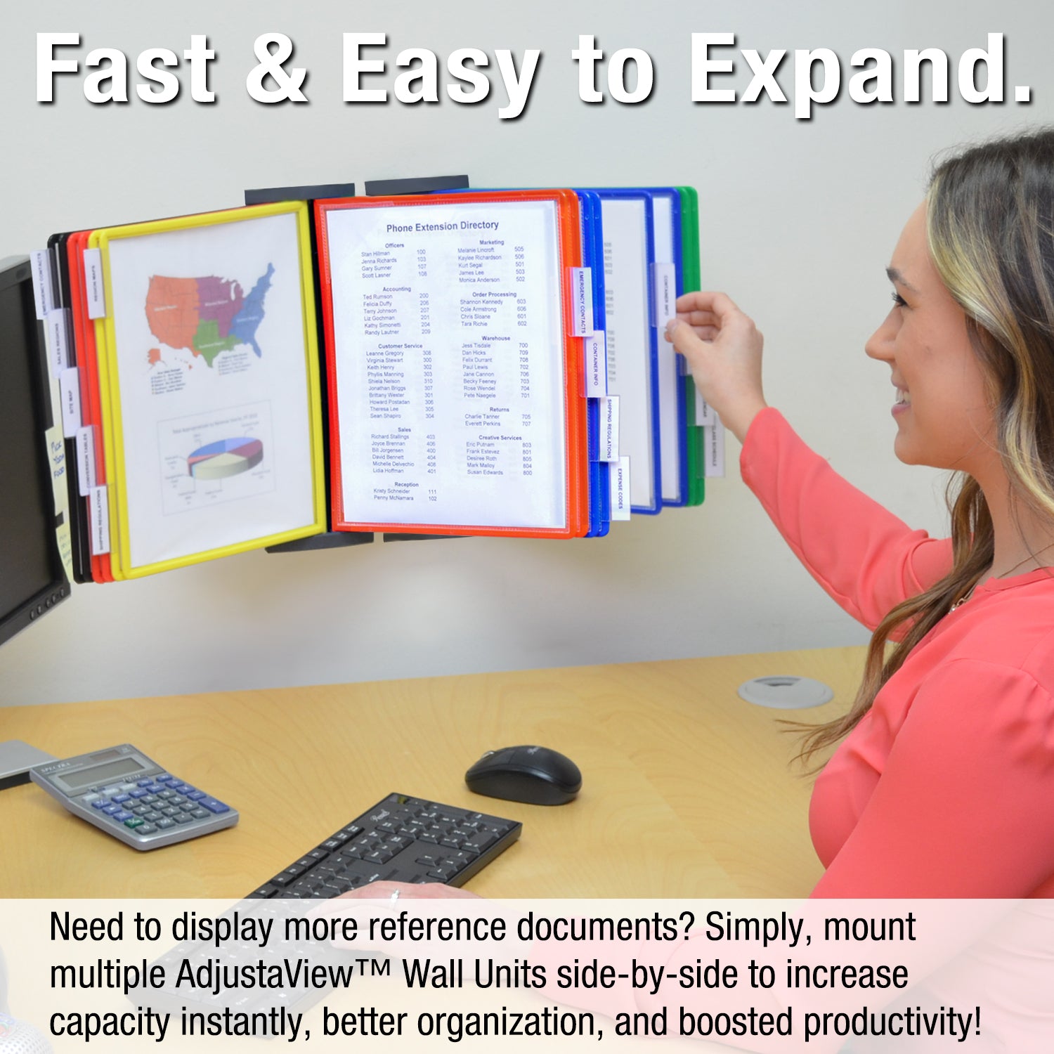 Desktop Reference Display Organizer Wall Mount Reference Organizer | Ultimate Office | AdjustaView 10 Pocket