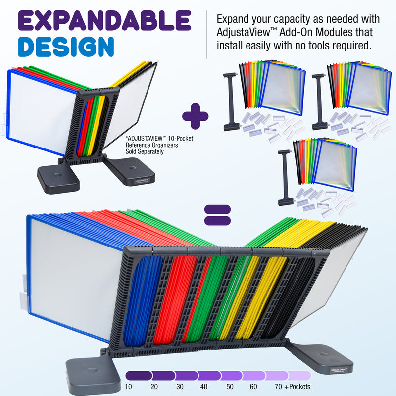 AdjustaView™ 10-Pocket Desk Reference Organizer Pocket Expander (Reference Organizer Not Included)