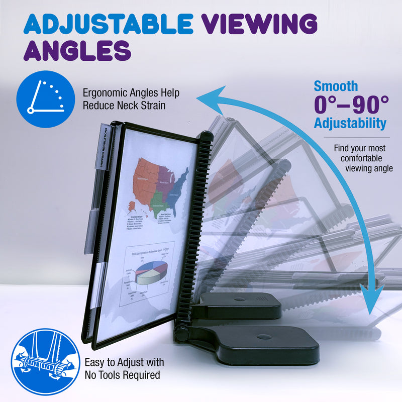 AdjustaView™ 10-Pocket Document Display Desk Reference Organizer