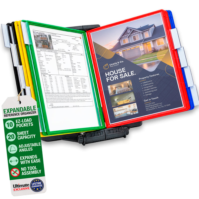 AdjustaView™ 10-Pocket Document Display Desk Reference Organizer
