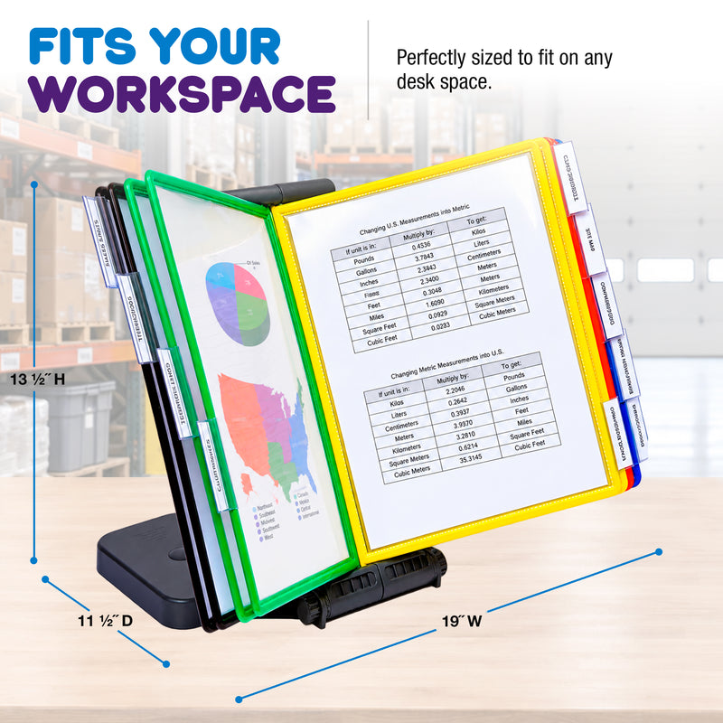AdjustaView™ 10-Pocket Document Display Desk Reference Organizer