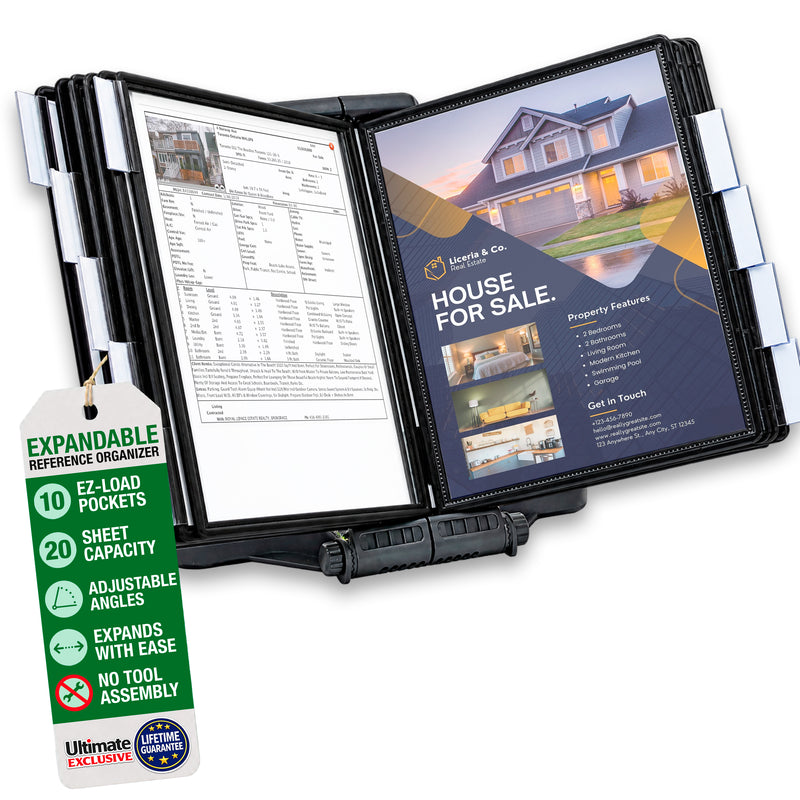 AdjustaView™ 10-Pocket Document Display Desk Reference Organizer