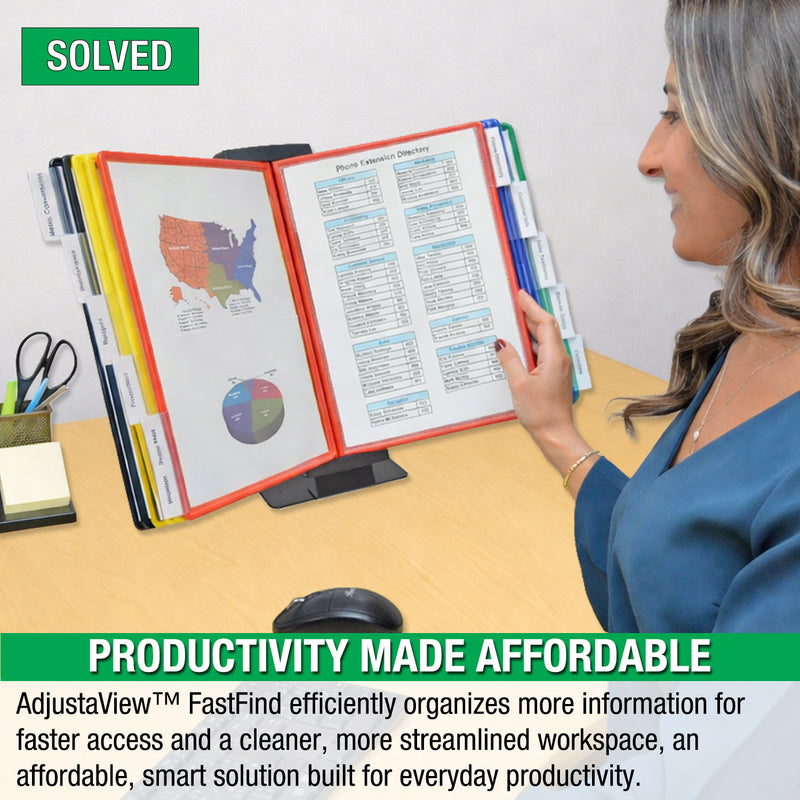 Ultimate Office AdjustaView FastFind 10-Pocket Desktop Reference Display Organizer with EZ Load Pockets to Display 20 Sheets of Your Most Important Letter Sized Documents