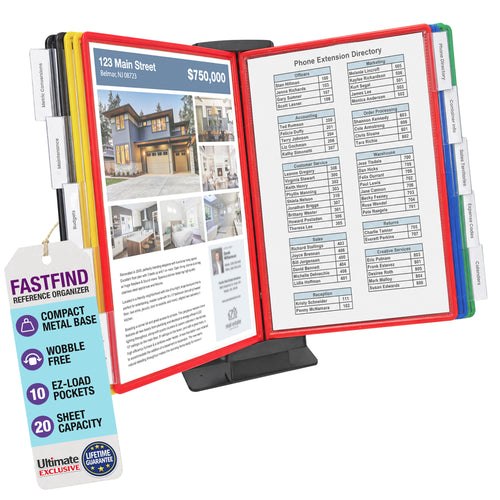 AdjustaView FastFind 10-Pocket Desktop Reference Display Organizer