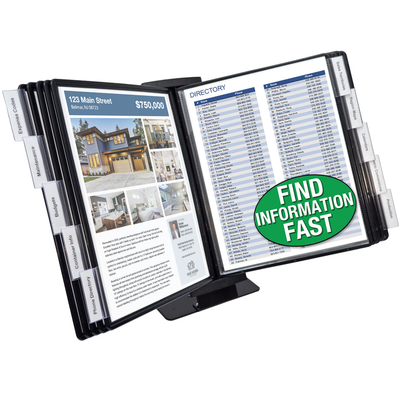 Ultimate Office AdjustaView FastFind 10-Pocket Desktop Reference Display Organizer with EZ Load Pockets to Display 20 Sheets of Your Most Important Letter Sized Documents
